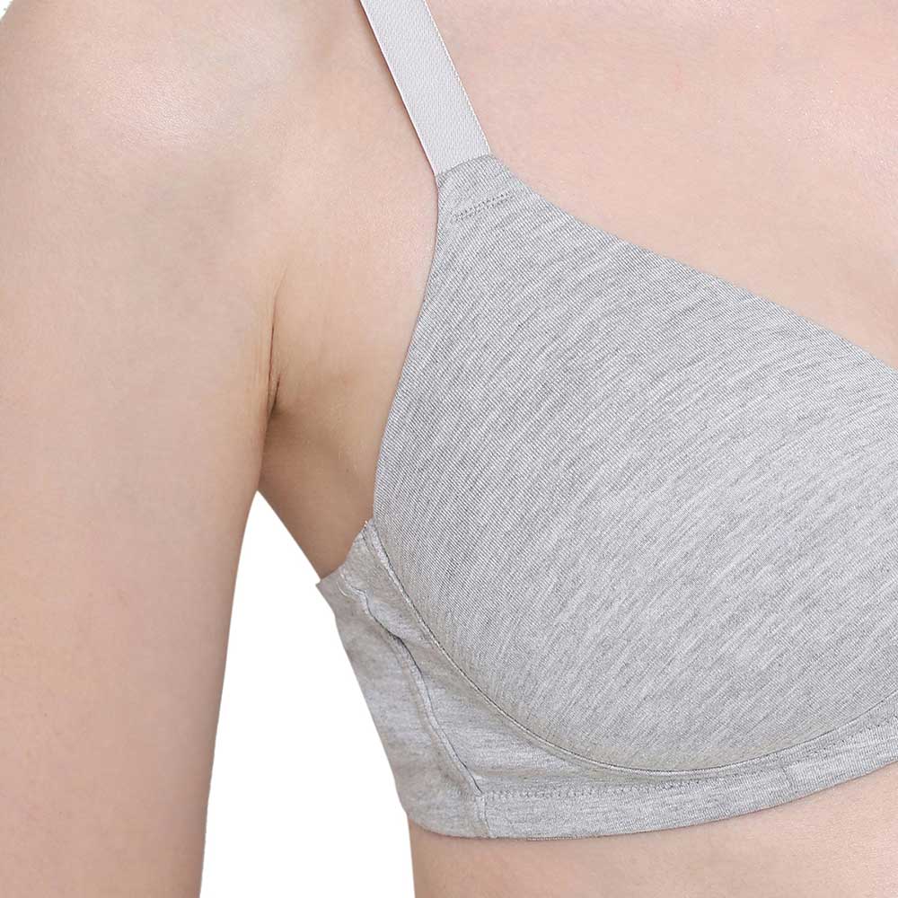 BASICS Essentials2.0 Padded Non-wired 3/4th Cup Everyday Wear T-shirt Bra - Grey