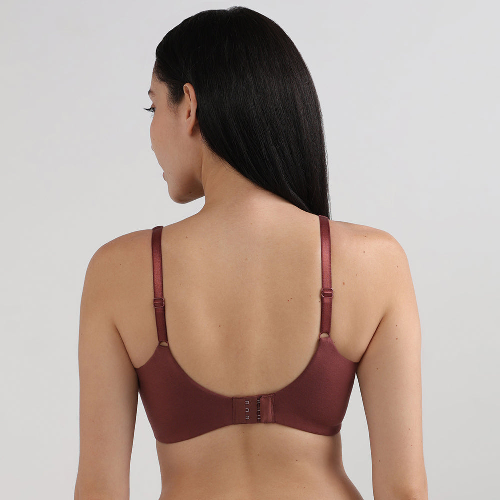 BASICS Essentials Live In Non-padded Non-wired Full Cup Everyday Wear Cotton Blend T-shirt Bra-Dark Brown
