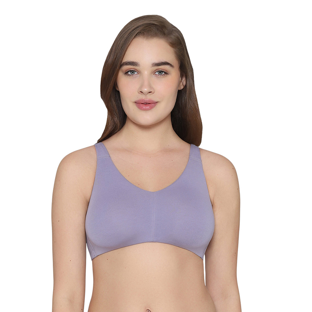 BASICS Essentials Live In Non-padded Non-wired Full Cup Everyday Wear Cotton Blend T-shirt Bra-Lavender