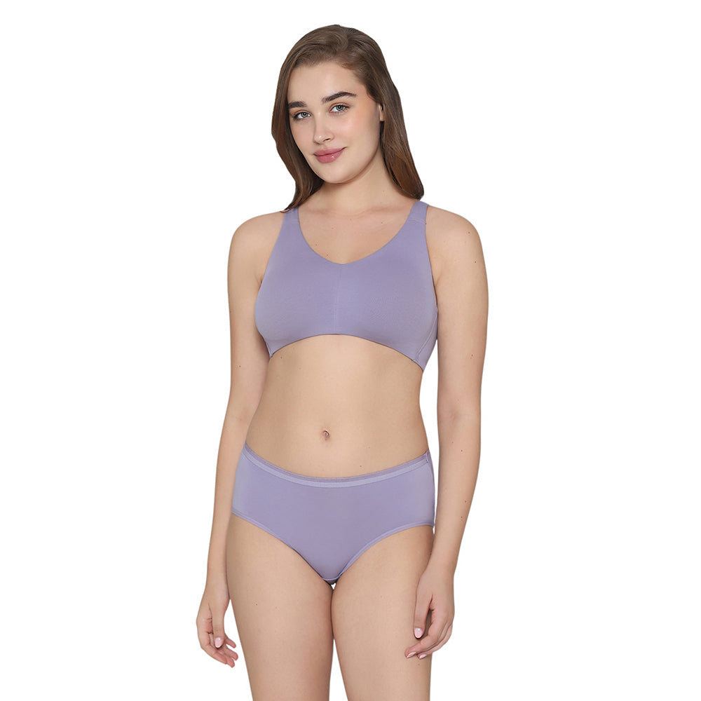 BASICS Essentials Live In Non-padded Non-wired Full Cup Everyday Wear Cotton Blend T-shirt Bra-Lavender