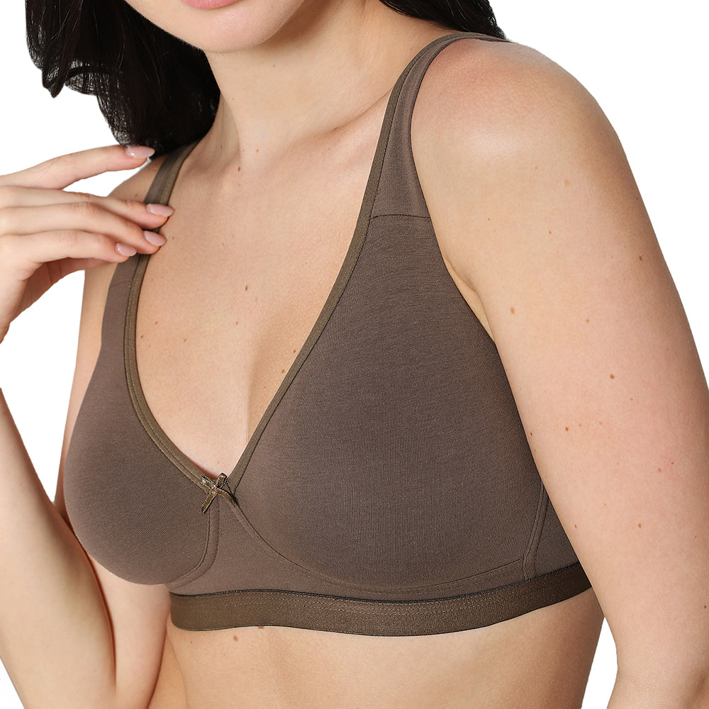 BASICS Essentials2.0 Non-Padded Non-Wired Full Cup Everyday Wear T-shirt Bra - Brown
