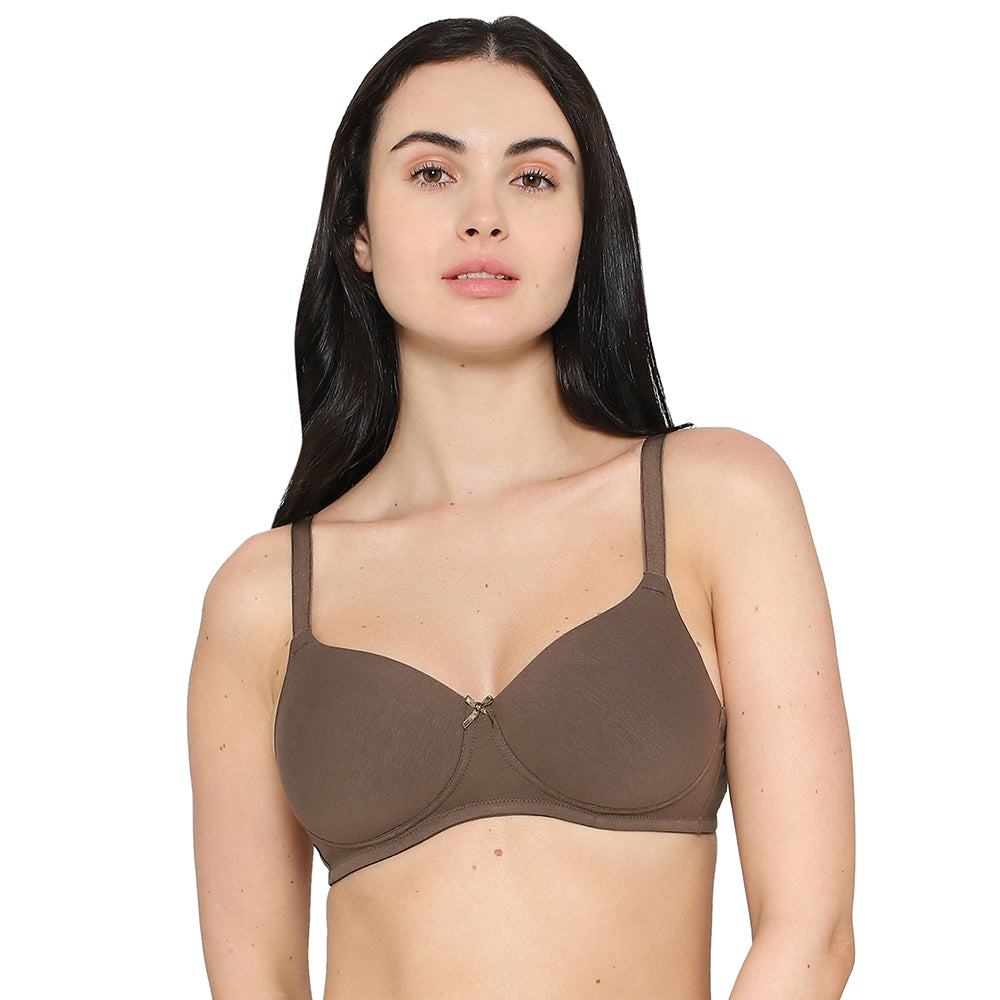BASICS Essentials2.0 Padded Non-wired 3/4th Cup Everyday Wear T-shirt Bra - Brown