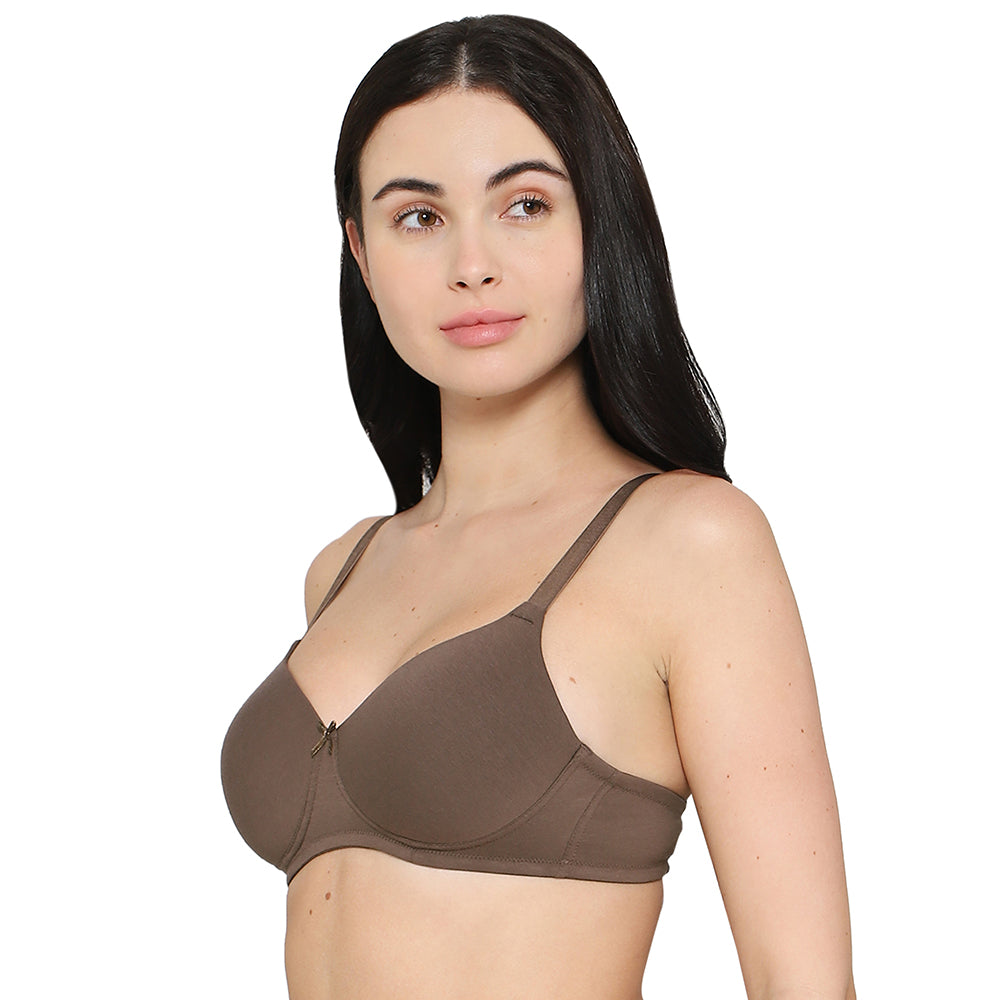 BASICS Essentials2.0 Padded Non-wired 3/4th Cup Everyday Wear T-shirt Bra - Brown