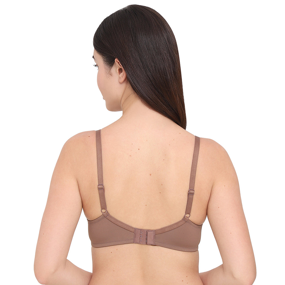 BASICS Zoe Padded Non-wired 3/4th Cup Everyday Wear Comfort Fit T-shirt Bra - Brown