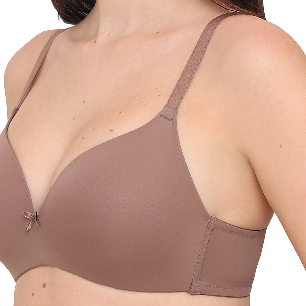 BASICS Zoe Padded Non-wired 3/4th Cup Everyday Wear Comfort Fit T-shirt Bra - Brown
