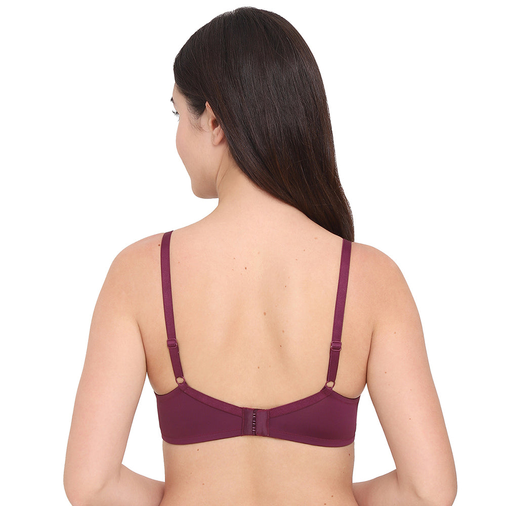 BASICS Zoe Padded Non-wired 3/4th Cup Everyday Wear Comfort Fit T-shirt Bra - Wine