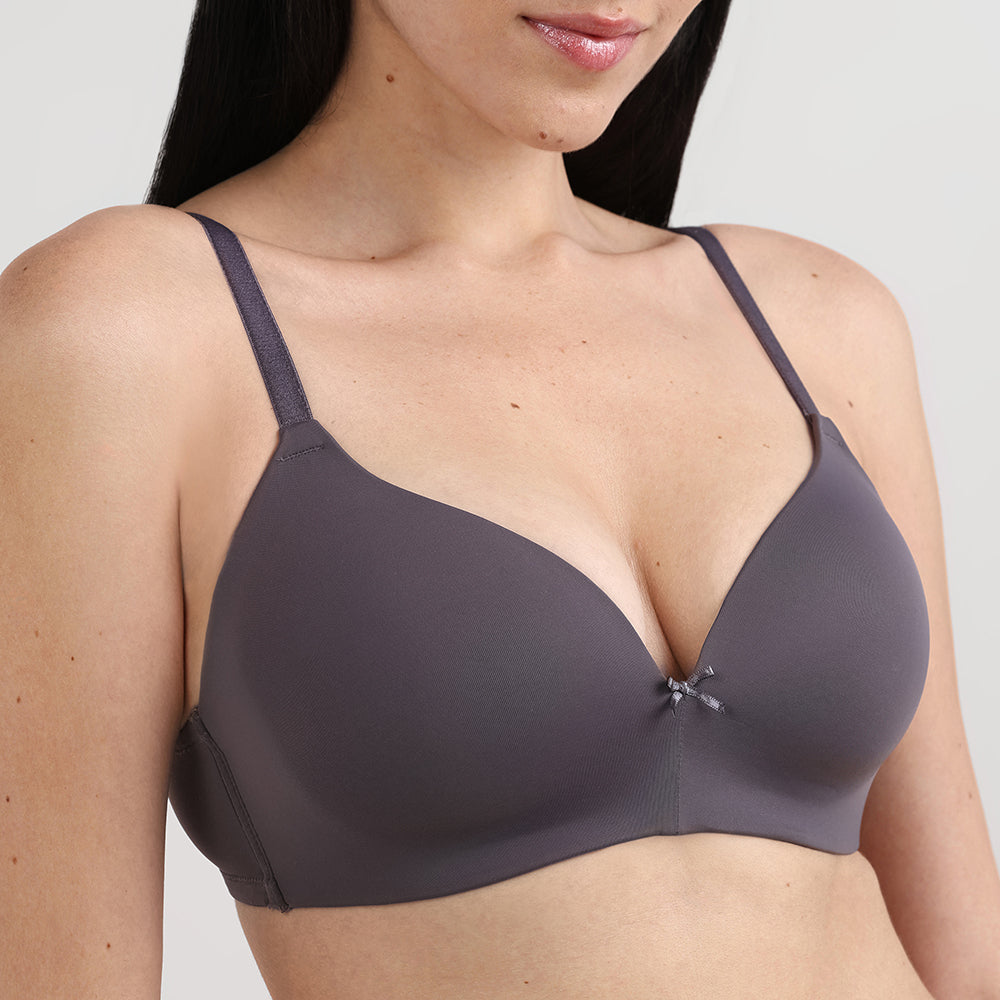 BASICS Zoe Padded Non-wired 3/4th Cup Everyday Wear Comfort Fit T-shirt Bra-Grey