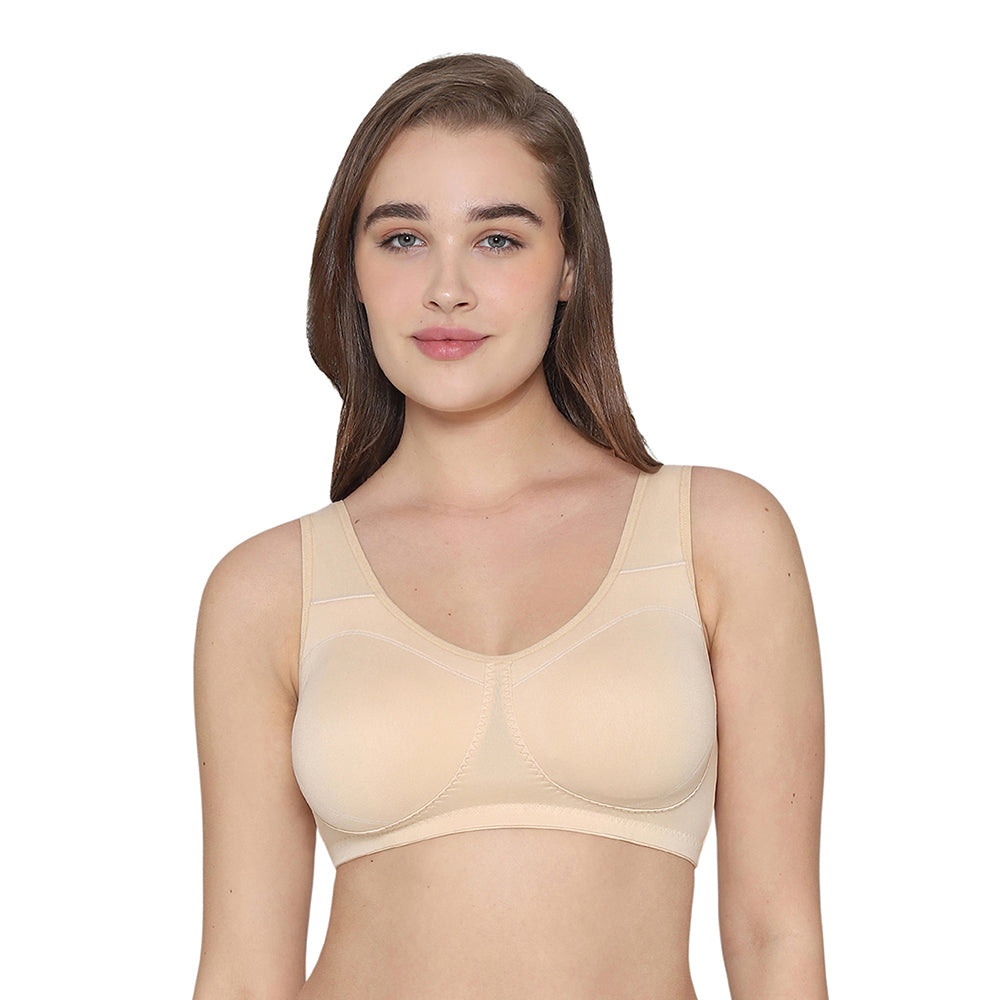 Wacoal Women’s BASICS All Ease Non-padded Non-wired Full Cup Everyday Wear Slip on T-shirt Bra-Beige