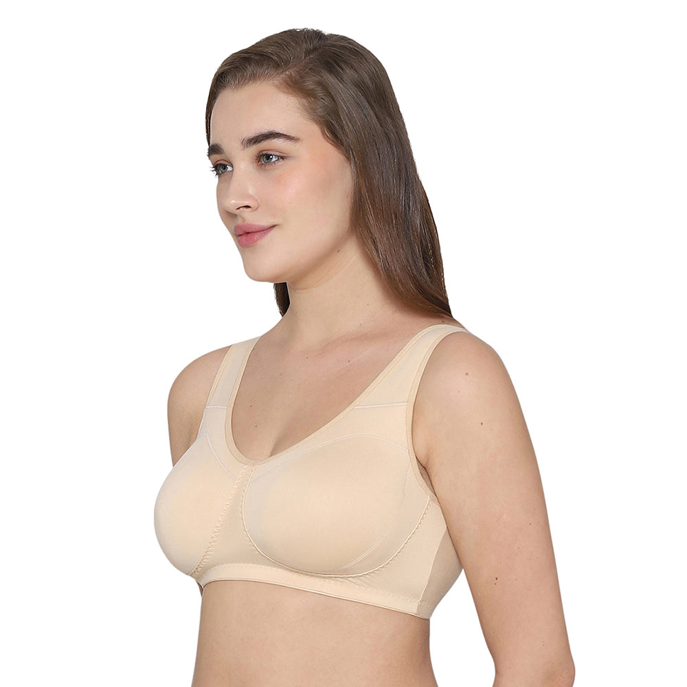 Wacoal Women’s BASICS All Ease Non-padded Non-wired Full Cup Everyday Wear Slip on Sleeping Bra-Beige