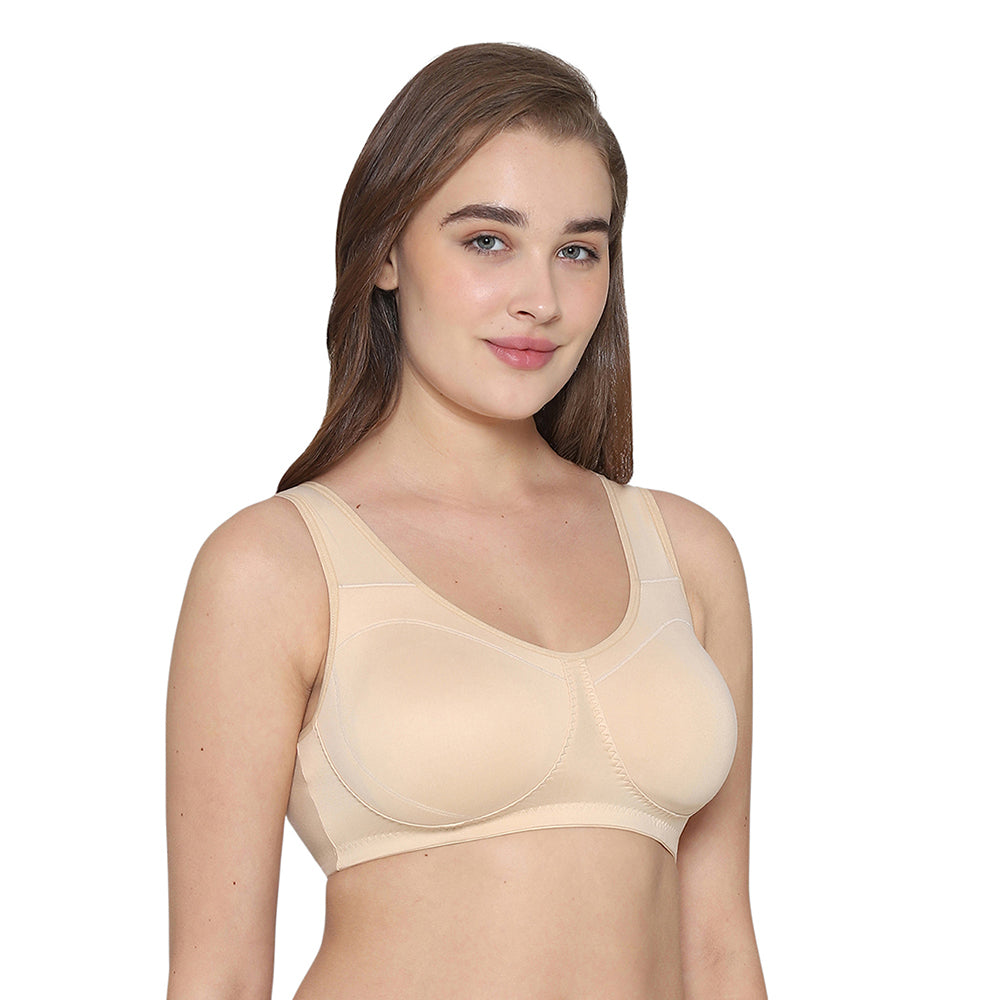 Wacoal Women’s BASICS All Ease Non-padded Non-wired Full Cup Everyday Wear Slip on Sleeping Bra-Beige