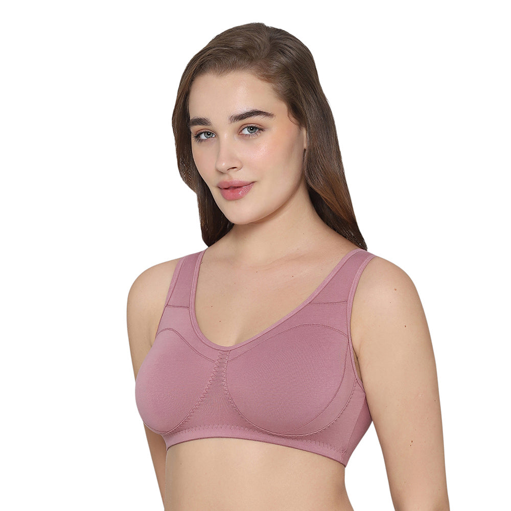 Wacoal Women’s BASICS All Ease Non-padded Non-wired Full Cup Everyday Wear Slip on Sleeping Bra-Pink