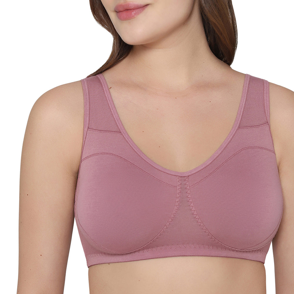 Wacoal Women’s BASICS All Ease Non-padded Non-wired Full Cup Everyday Wear Slip on Sleeping Bra-Pink