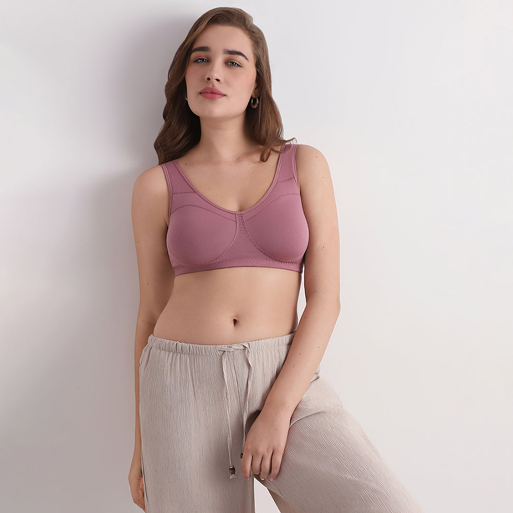 Wacoal Women’s BASICS All Ease Non-padded Non-wired Full Cup Everyday Wear Slip on T-shirt Bra-Pink