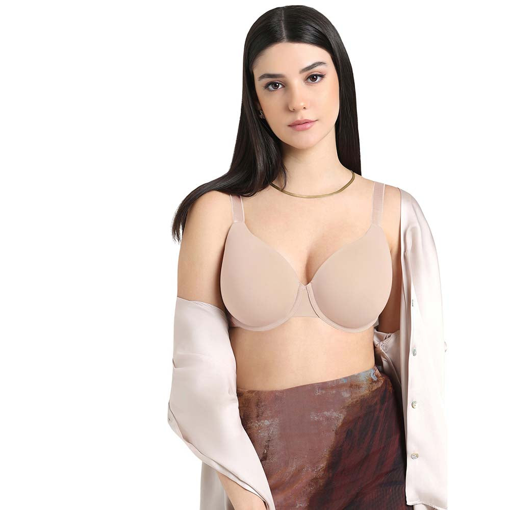 Everyday Elegance Padded Wired Full Cup Everyday Wear Smooth Finish T-Shirt Bra - Beige