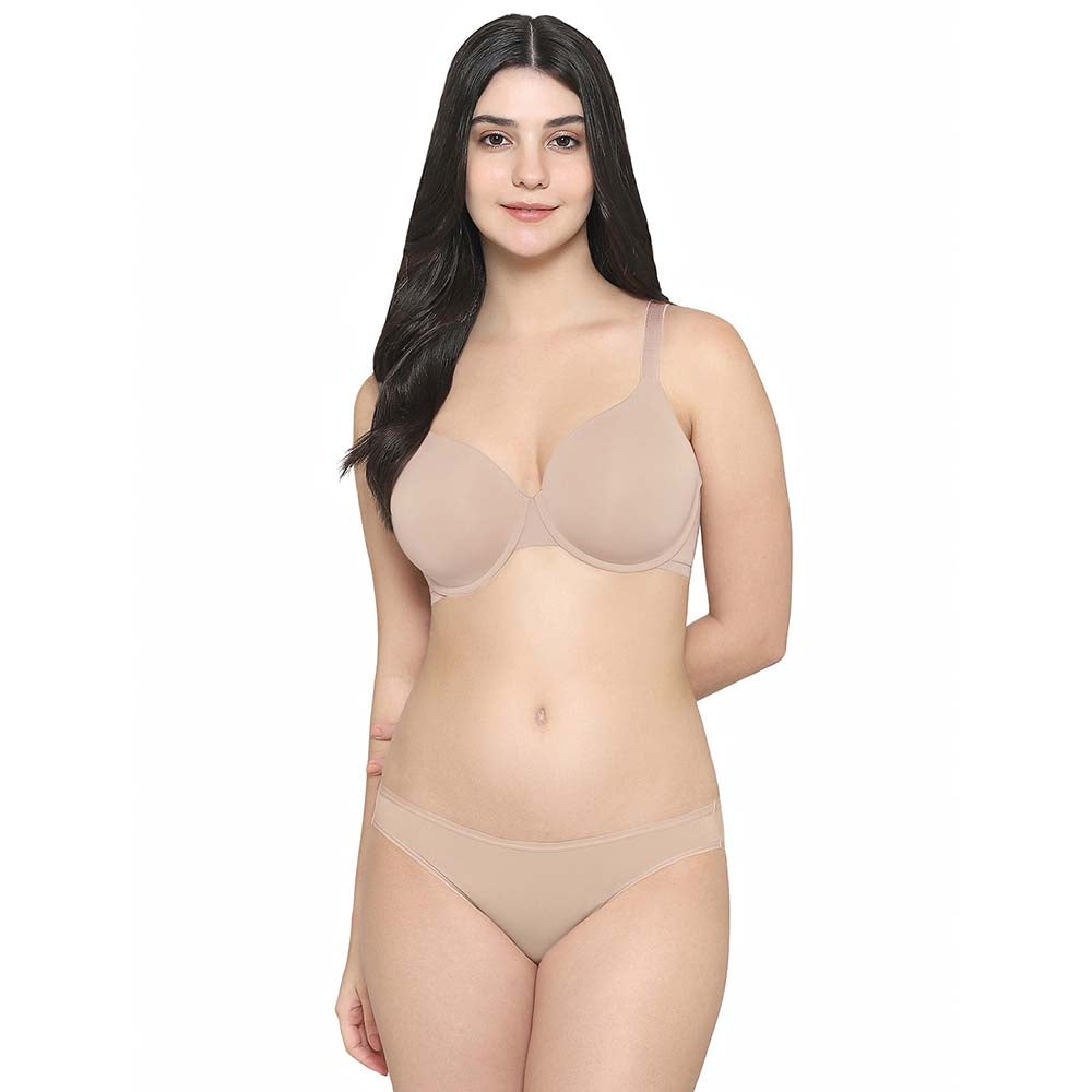 Everyday Elegance Padded Wired Full Cup Everyday Wear Smooth Finish T-Shirt Bra - Beige