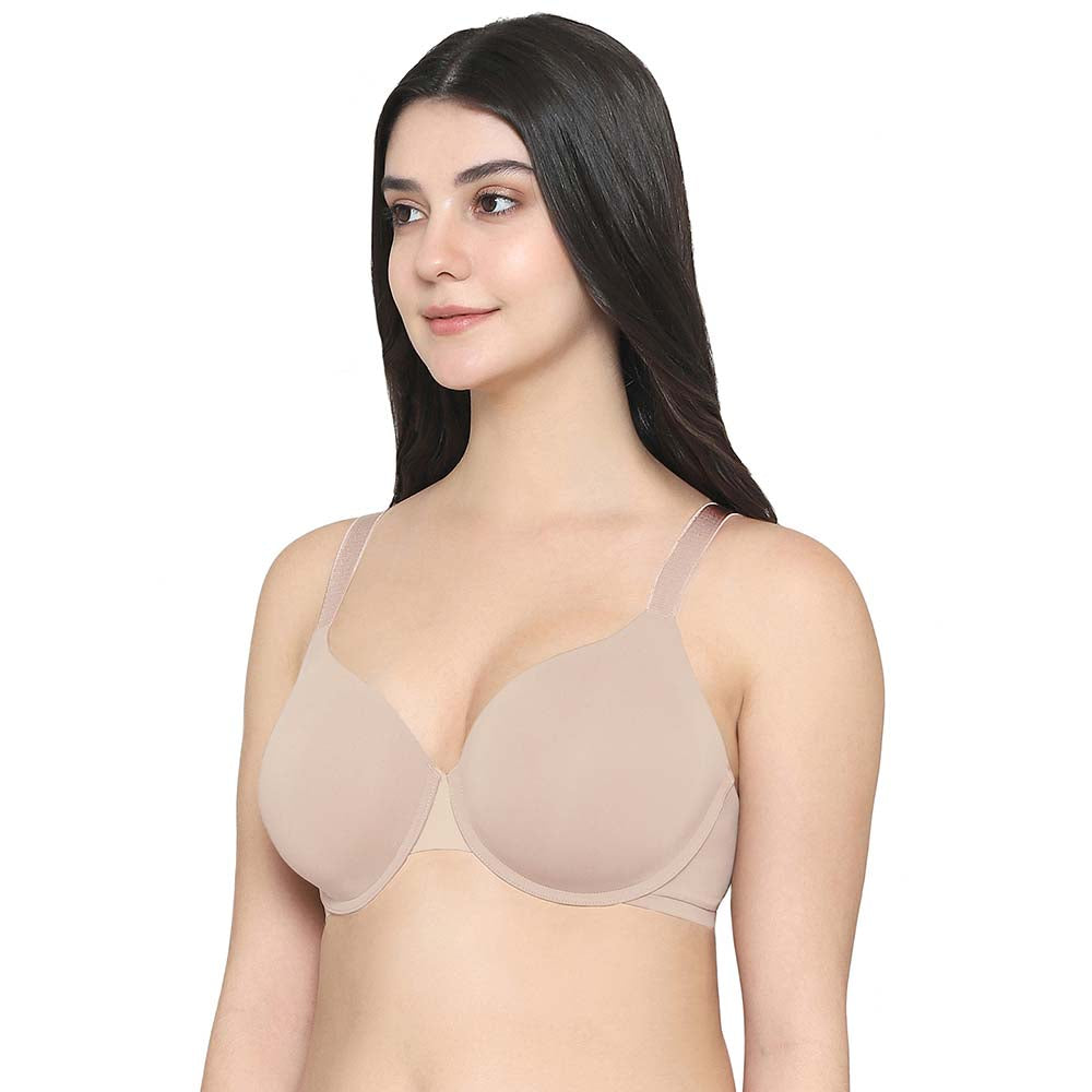 Everyday Elegance Padded Wired Full Cup Everyday Wear Smooth Finish T-Shirt Bra - Beige