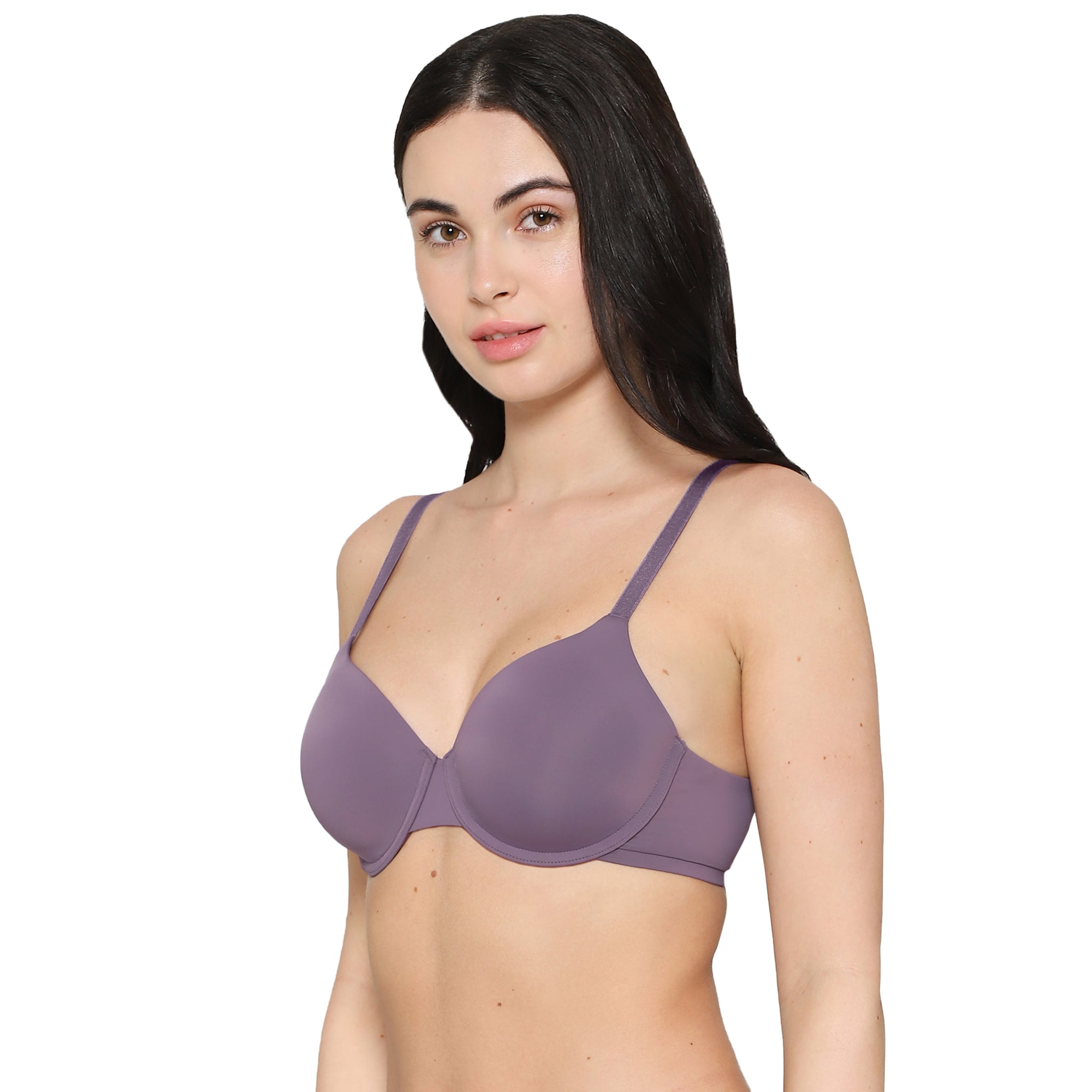 Everyday Elegance Padded Wired Full Cup Everyday Wear Smooth Finish T-Shirt Bra -Purple