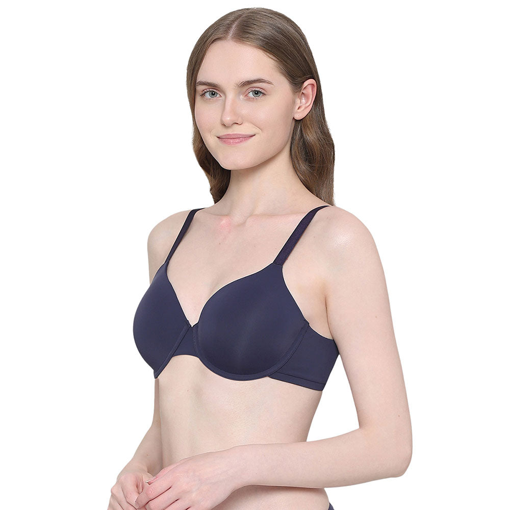 Everyday Elegance Padded Wired Full Cup Everyday Wear Smooth Finish T-Shirt Bra - Dark Blue