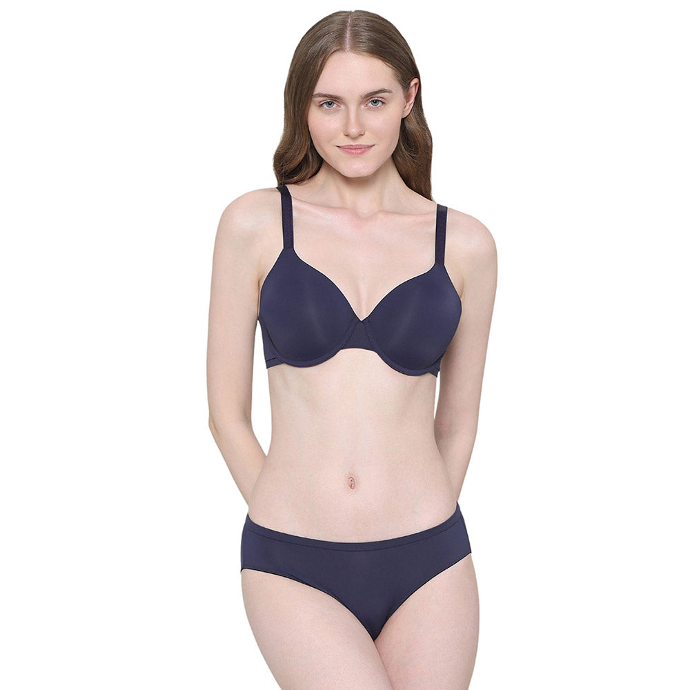 Everyday Elegance Padded Wired Full Cup Everyday Wear Smooth Finish T-Shirt Bra - Dark Blue