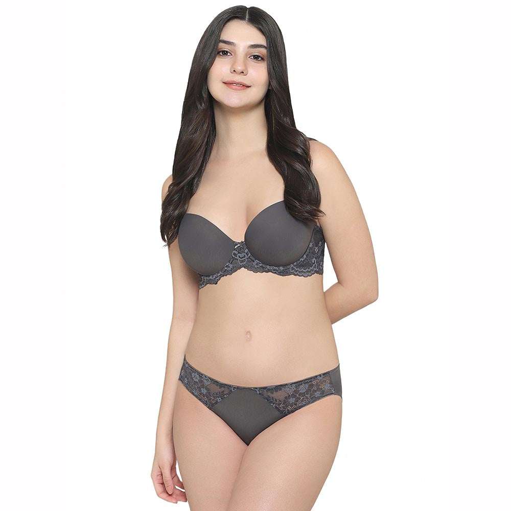 Balcony & Beyond Padded Wired Half Cup Everyday Wear Smooth Finish Fashion Bra - Grey