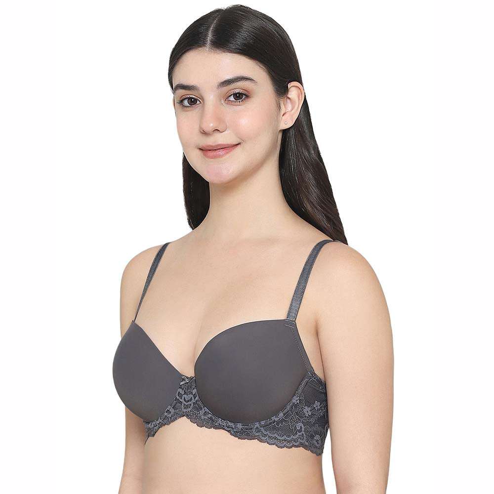 Balcony & Beyond Padded Wired Half Cup Everyday Wear Smooth Finish Fashion Bra - Grey
