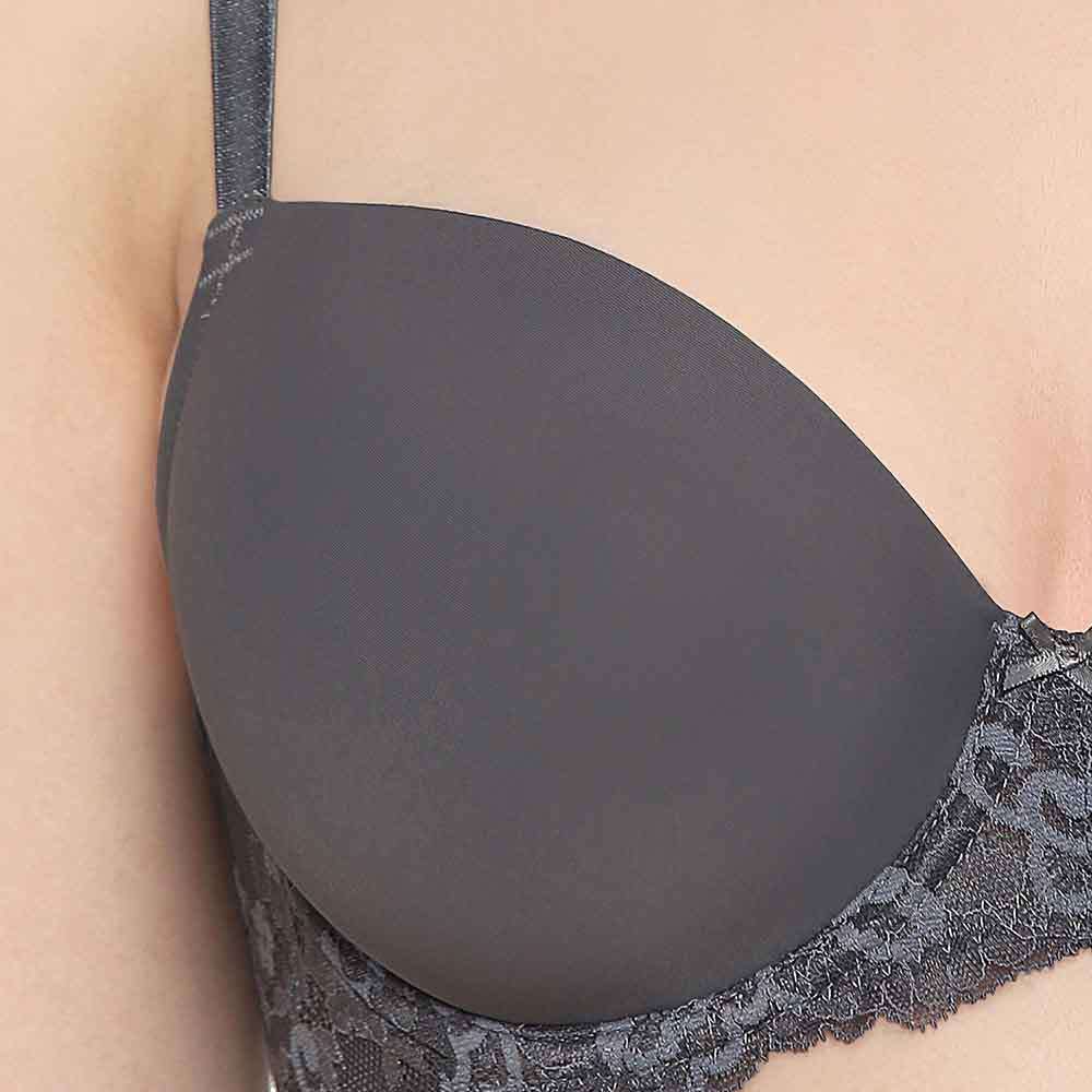Balcony & Beyond Padded Wired Half Cup Everyday Wear Smooth Finish Fashion Bra - Grey