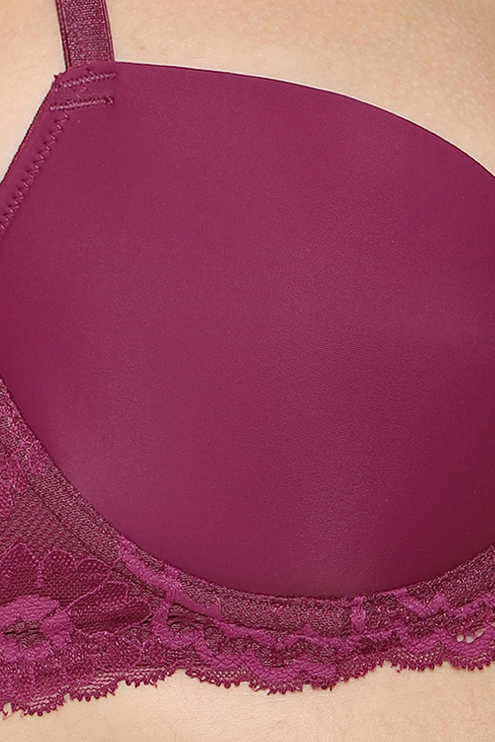 Balcony & Beyond Padded Wired Half Cup Everyday Wear Smooth Finish Fashion Bra -Wine