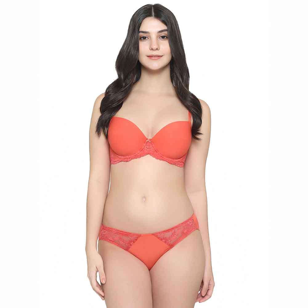 Balcony & Beyond Padded Wired Half Cup Everyday Wear Smooth Finish Fashion Bra - Orange