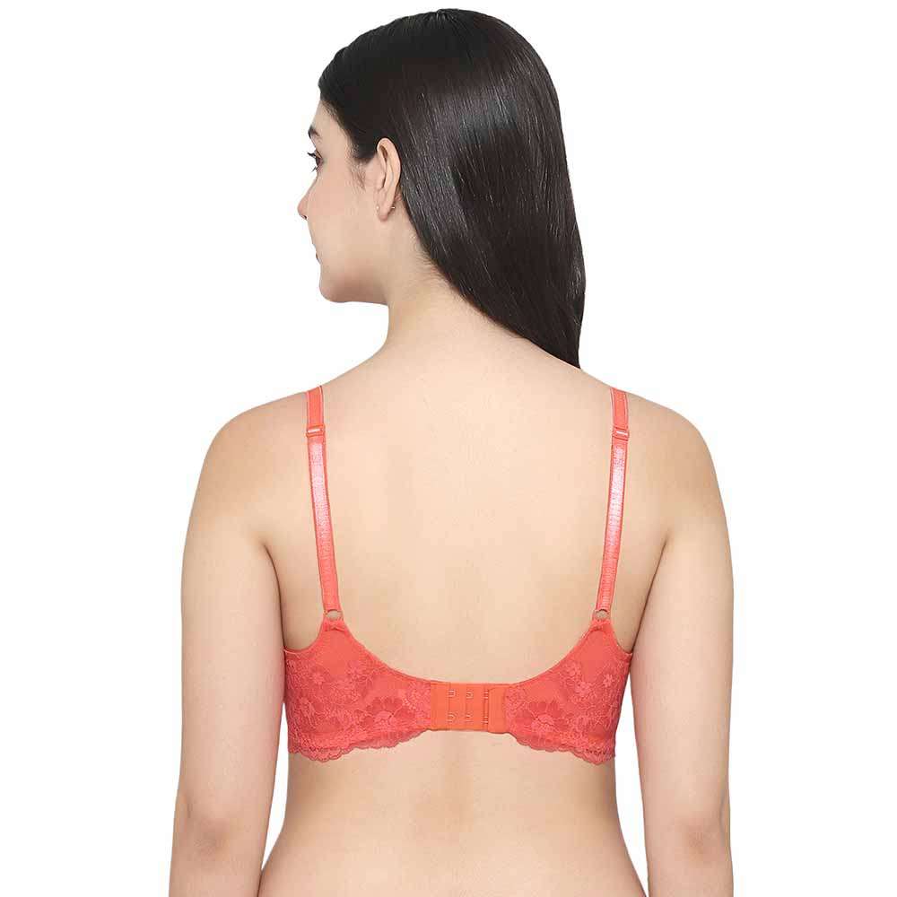 Balcony & Beyond Padded Wired Half Cup Everyday Wear Smooth Finish Fashion Bra - Orange