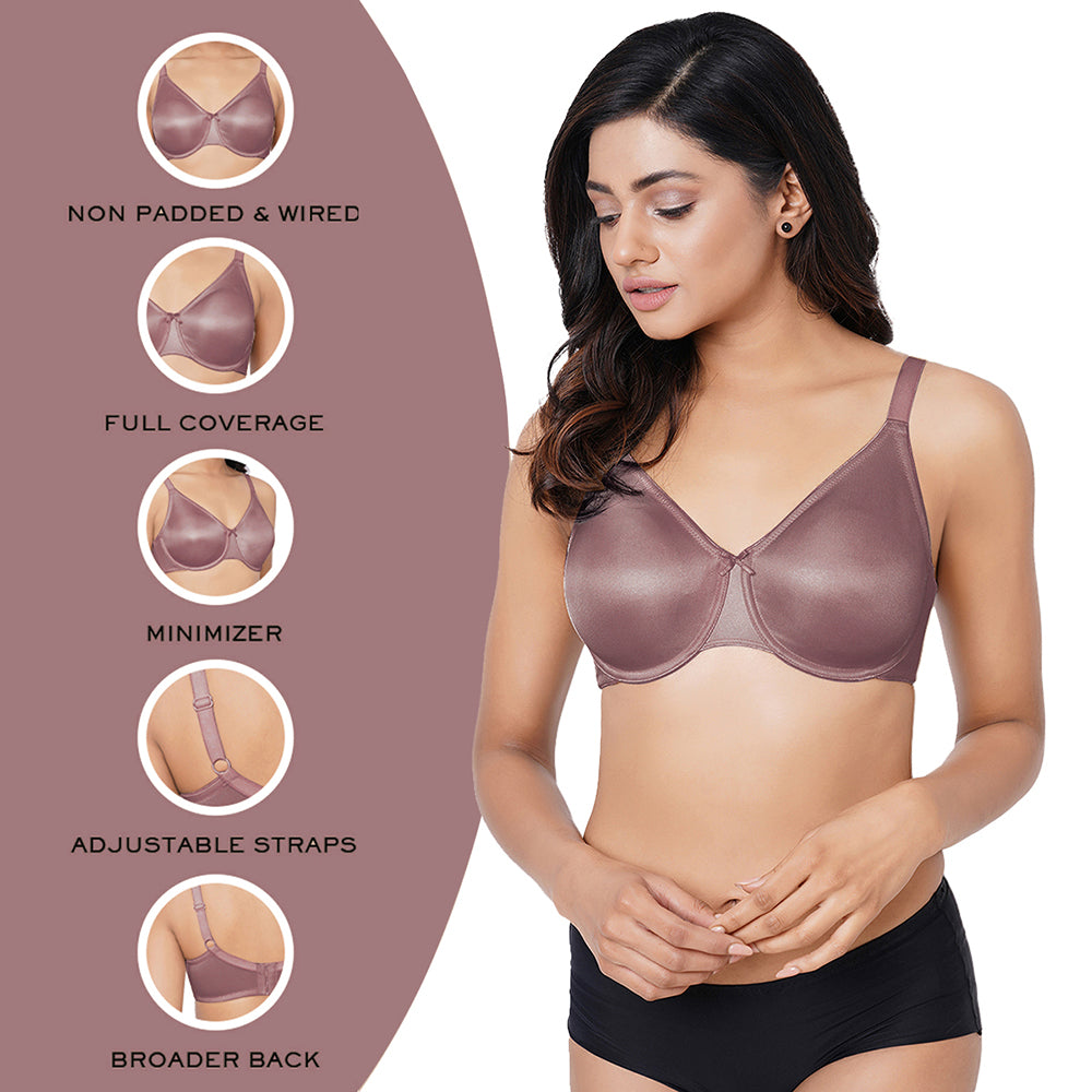 Pixie 2.0 Non Padded Wired Full Cup Everyday Wear Plus Size Full Support Minimizer Bra - Brown