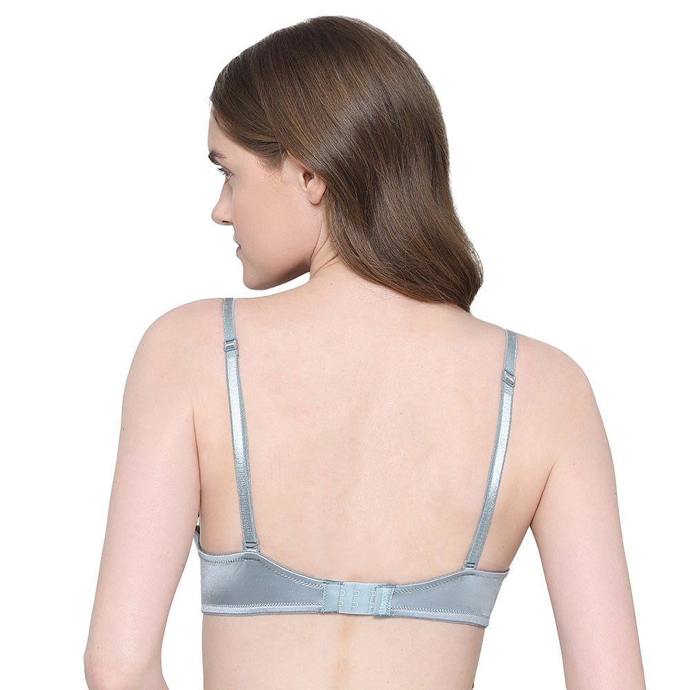 Playful Love Padded Wired Demi Cup Plunge Neck  Party Wear Level 3 Push-up Bra - Blue