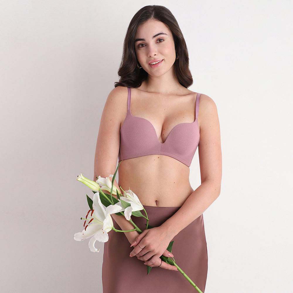 Women’s-Dreamy-Curve- Padded Non-wired 3/4th-Cup Everyday wear Push-up-Bra-Pink