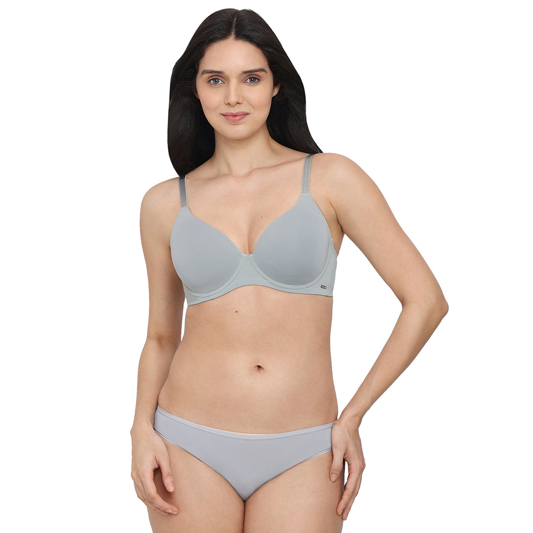 Cool Comfort Padded Wired Full Cup Everyday Wear T-shirt Bra -Grey