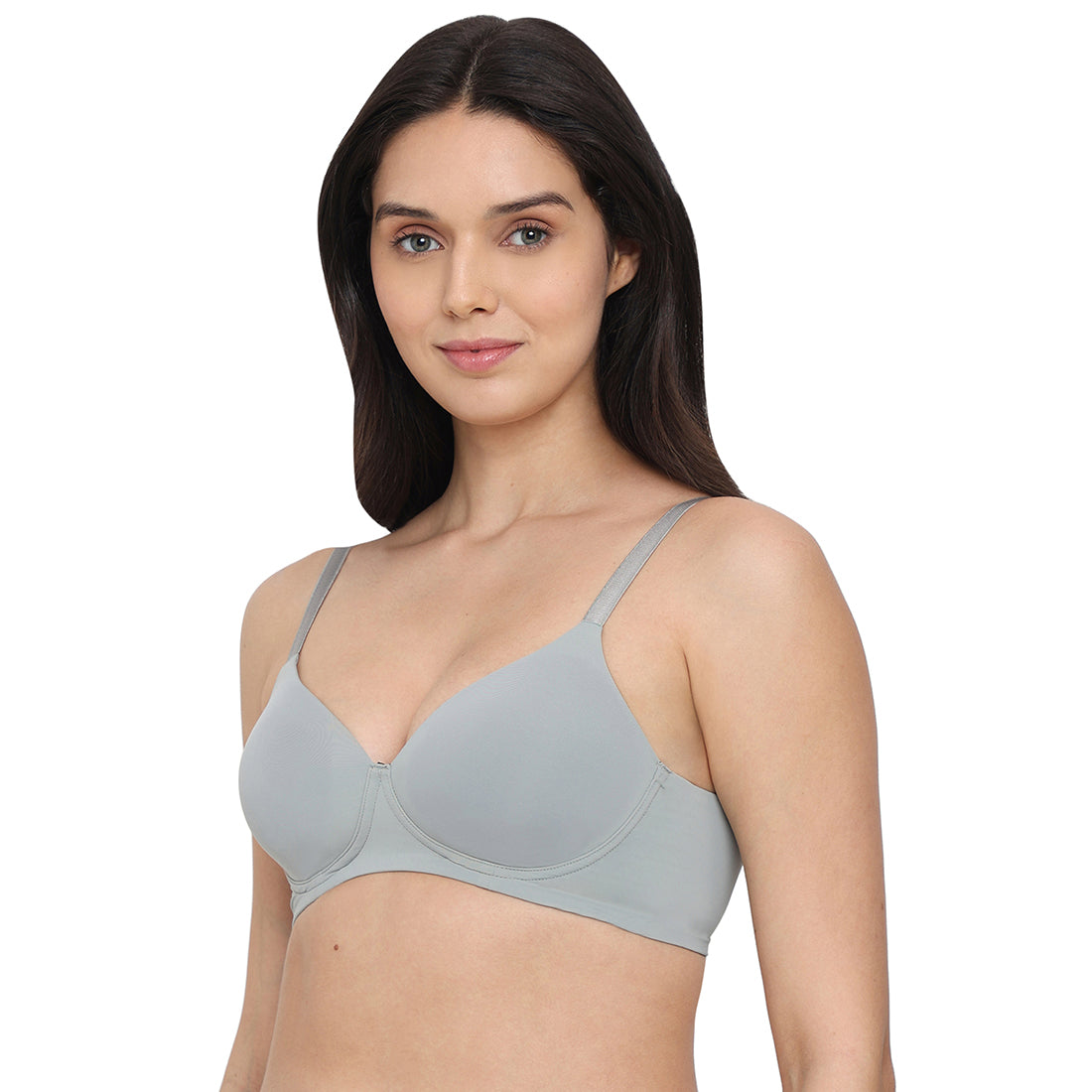 Cool Comfort  Padded Non-wired 3/4th Cup Everyday Wear T-shirt Bra -Grey