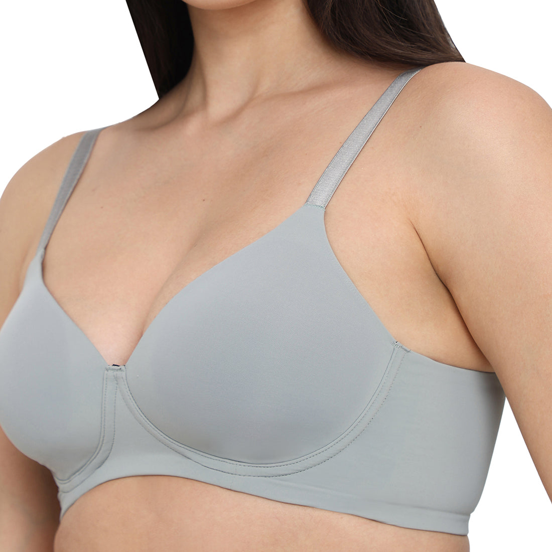 Cool Comfort  Padded Non-wired 3/4th Cup Everyday Wear T-shirt Bra -Grey