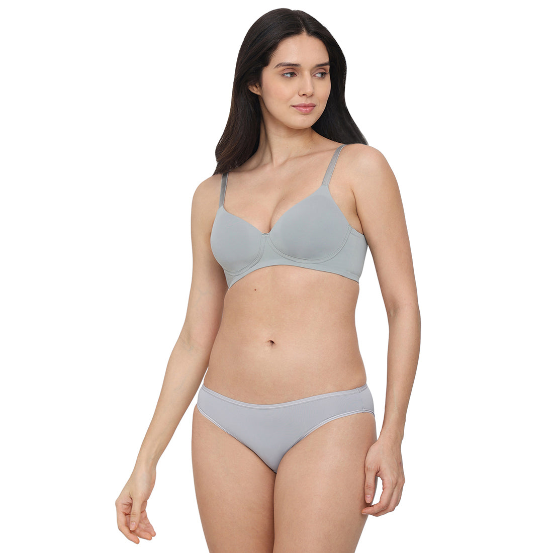 Cool Comfort  Padded Non-wired 3/4th Cup Everyday Wear T-shirt Bra -Grey