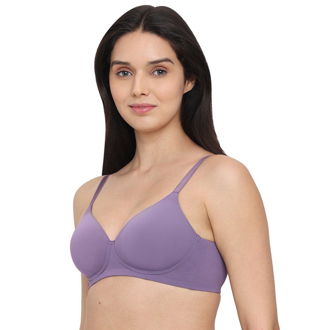Cool Comfort  Padded Non-wired 3/4th Cup Everyday Wear T-shirt Bra -Purple