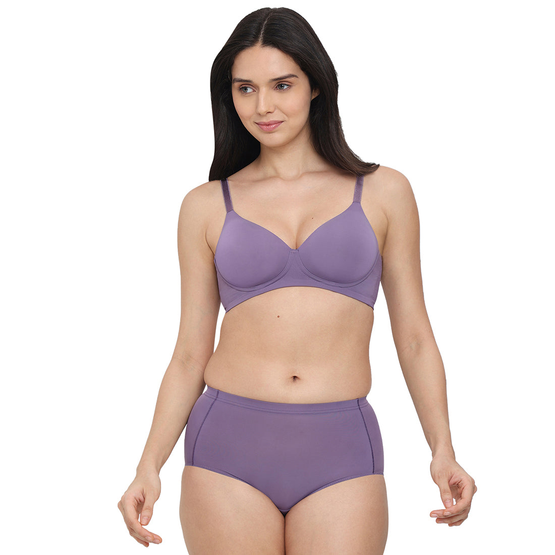 Cool Comfort  Padded Non-wired 3/4th Cup Everyday Wear T-shirt Bra -Purple