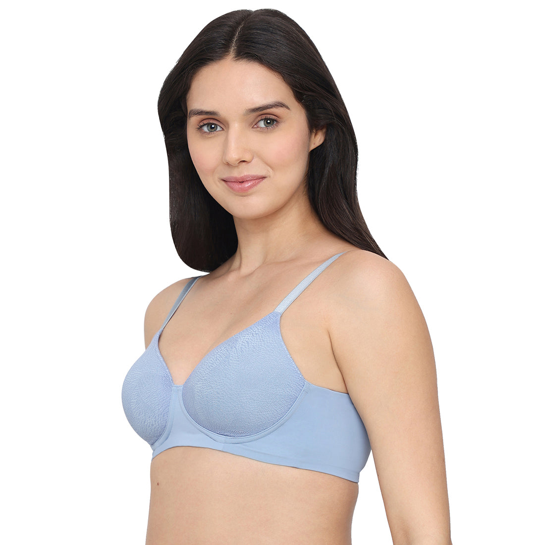 Cool Comfort Padded Non-wired 3/4th Cup Everyday Wear T-shirt Bra -Blue