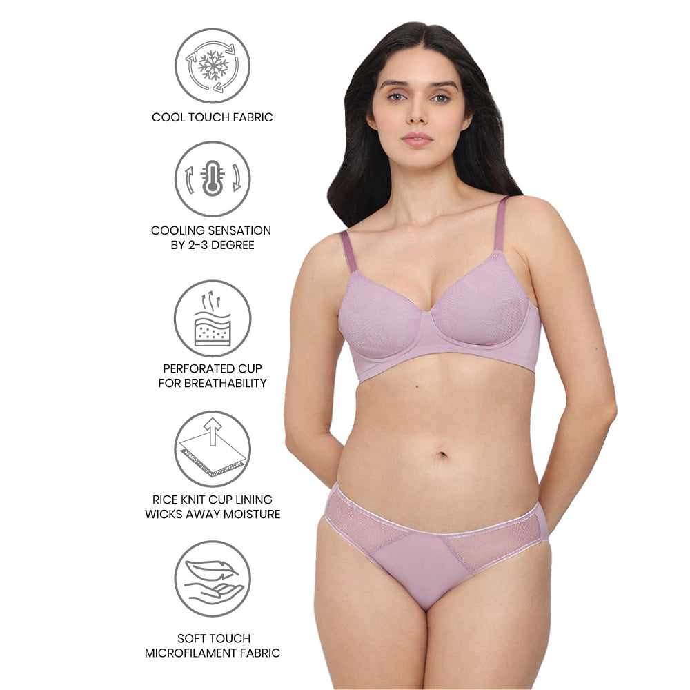 Cool Comfort Padded Non-wired 3/4th Cup Everyday Wear T-shirt Bra -Pink