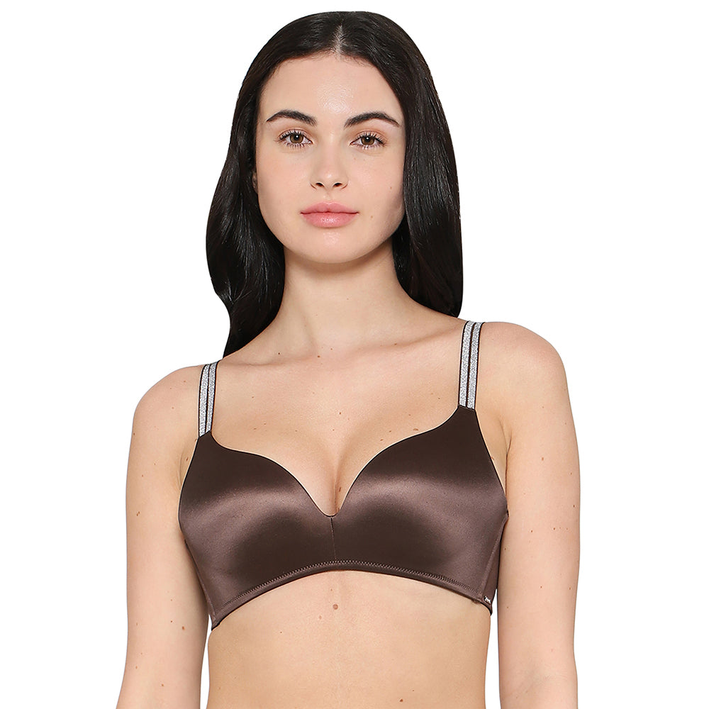 Wacoal Women’s Stellar Padded Non-wired 3/4th Cup Shimmer Straps  Party Wear T-shirt Bra-Brown
