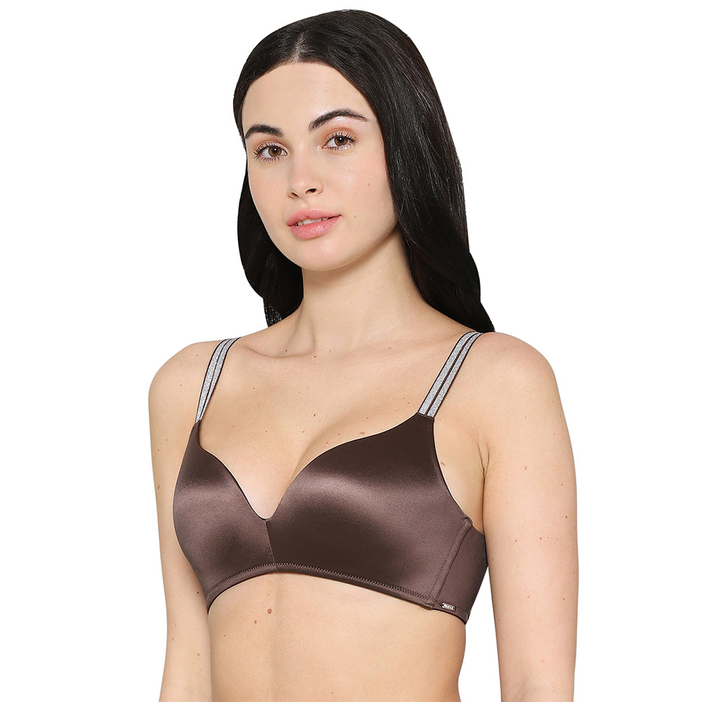Wacoal Women’s Stellar Padded Non-wired 3/4th Cup Shimmer Straps  Party Wear T-shirt Bra-Brown