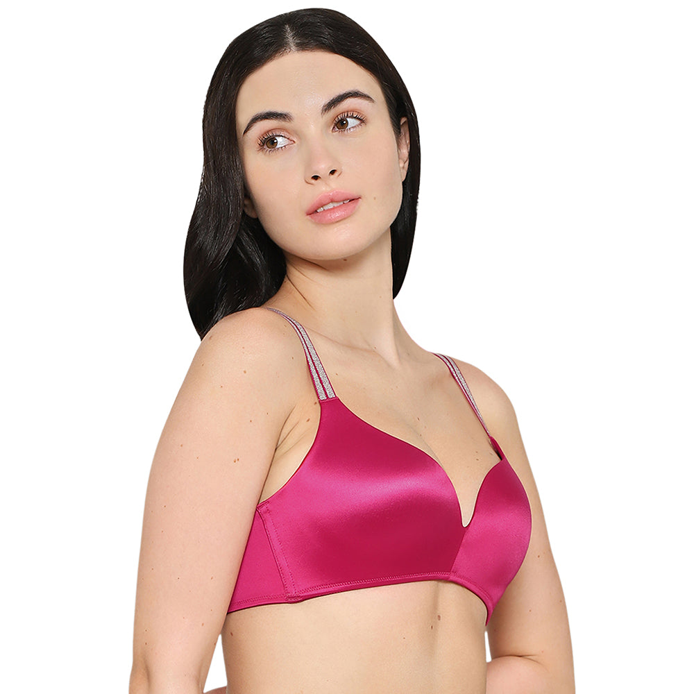 Wacoal Women’s Stellar Padded Non-wired 3/4th Cup Shimmer Straps Party Wear T-shirt Bra-Red