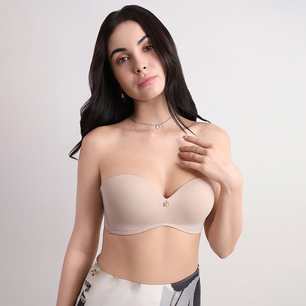 Wacoal Women’s Lift Up Padded Non-wired Half Cup Everyday Wear Push-up Strapless Bra-Beige