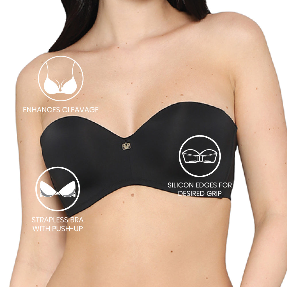 Wacoal Women’s Lift Up Padded Non-wired Half Cup Everyday Wear Push-up Strapless Bra-Black