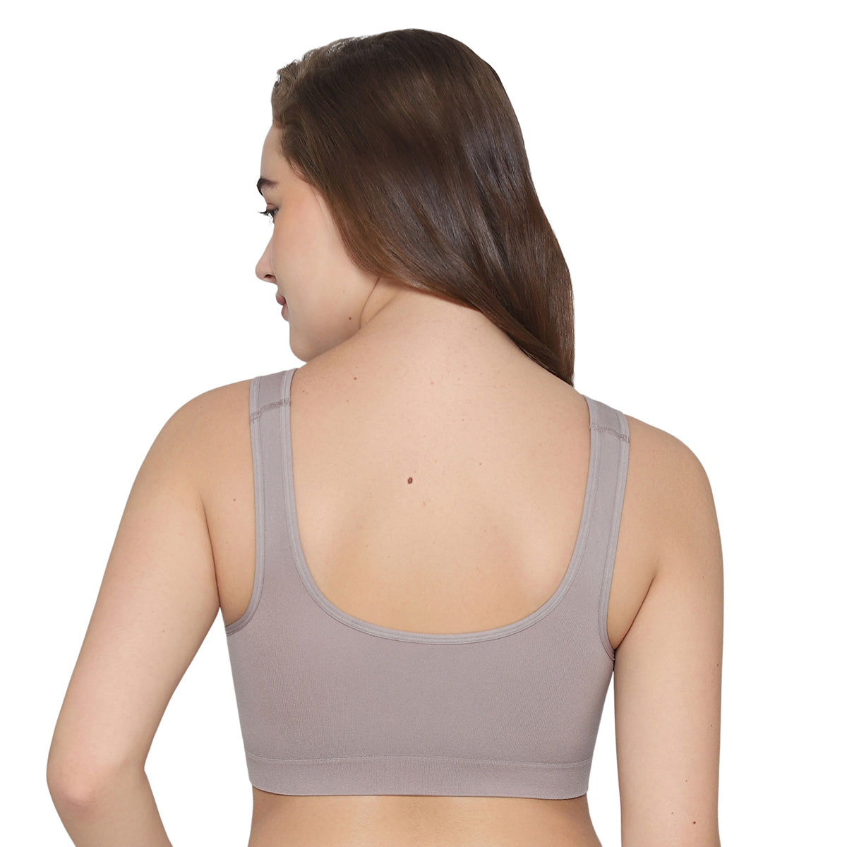 BASICS Firm Fit Padded Non-wired Full Cup Everyday Wear Seamless Slip-on Bralette-Brown
