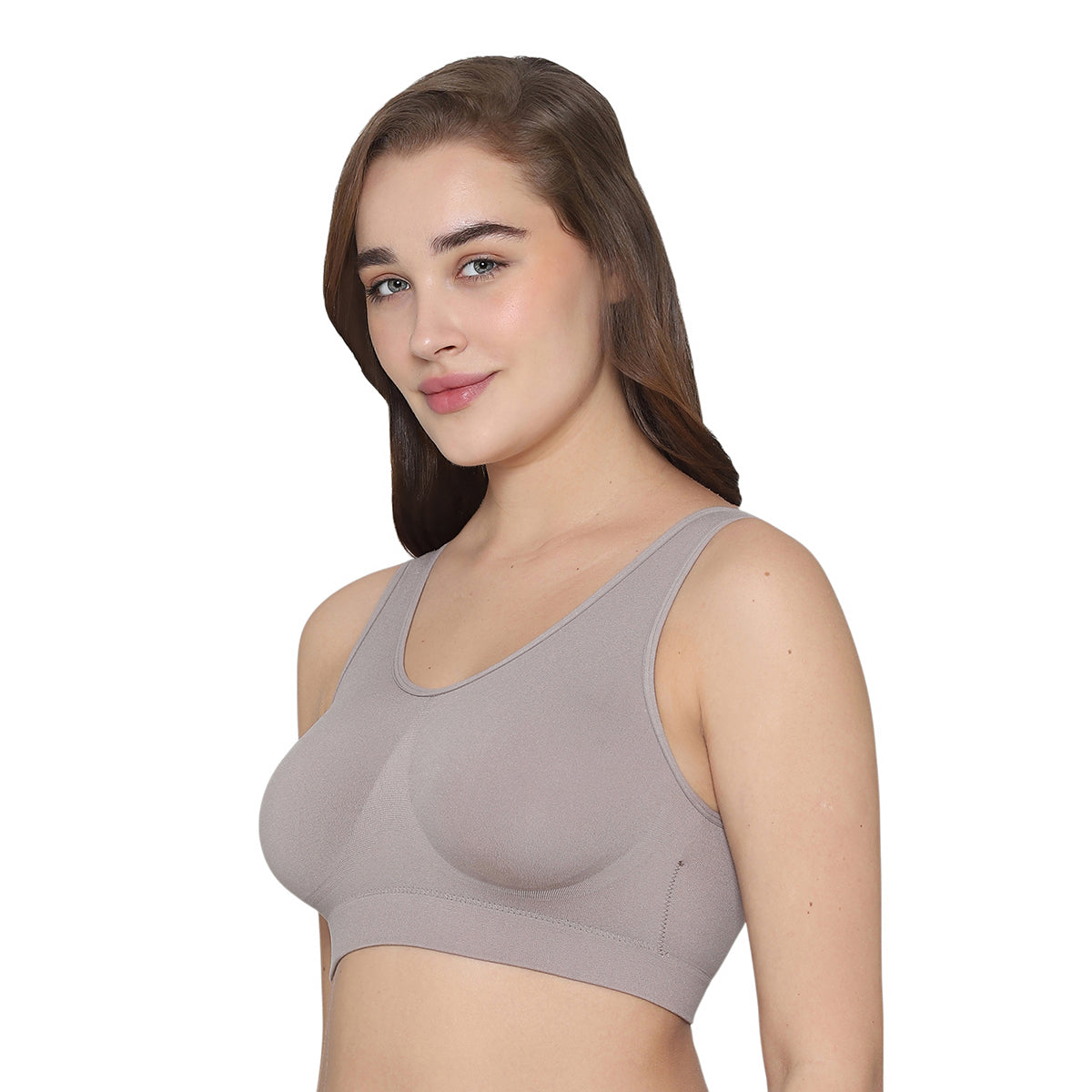BASICS Firm Fit Padded Non-wired Full Cup Everyday Wear Seamless Slip-on Bralette-Brown