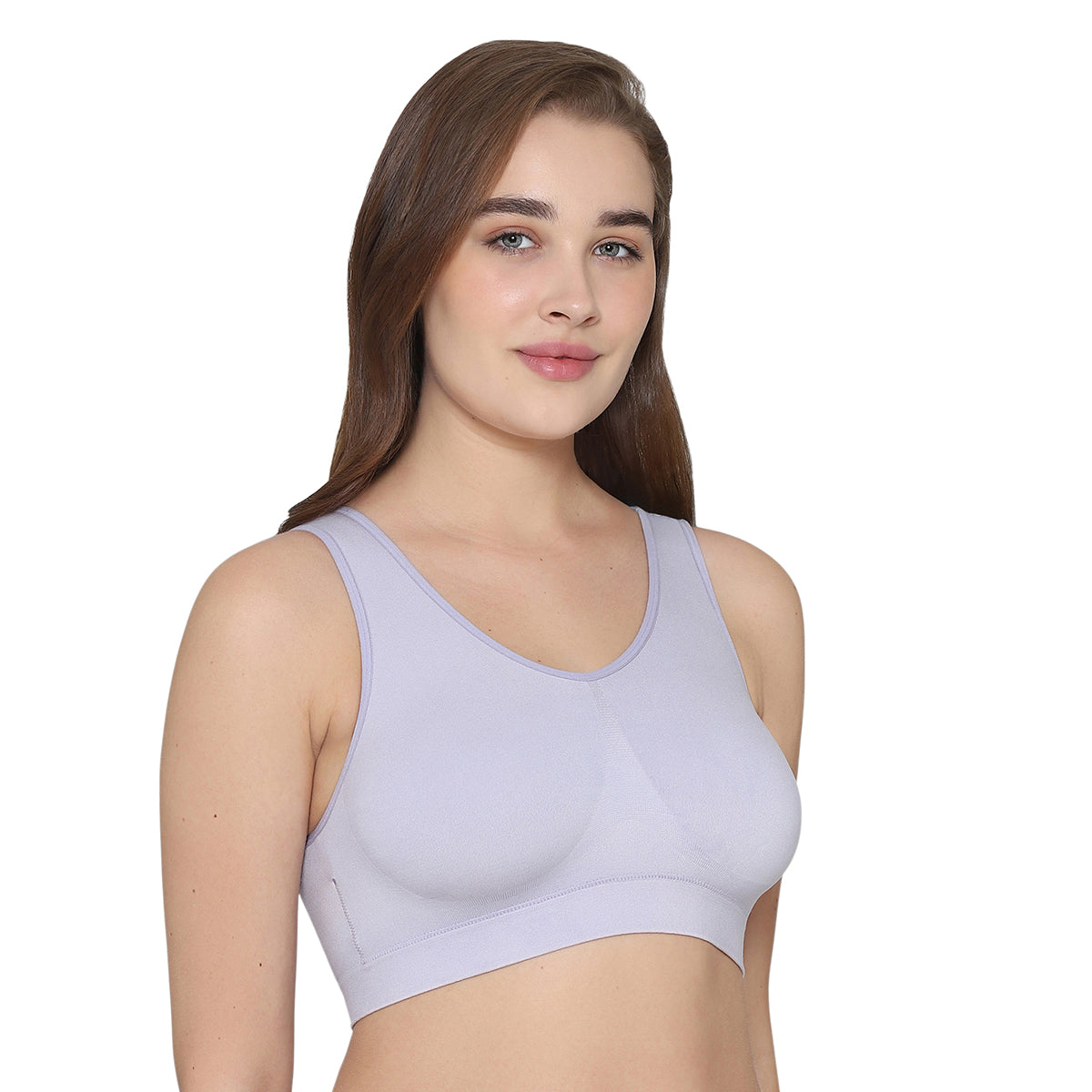 BASICS Firm Fit Padded Non-wired Full Cup Everyday Wear Seamless Slip-on Bralette-Lavender