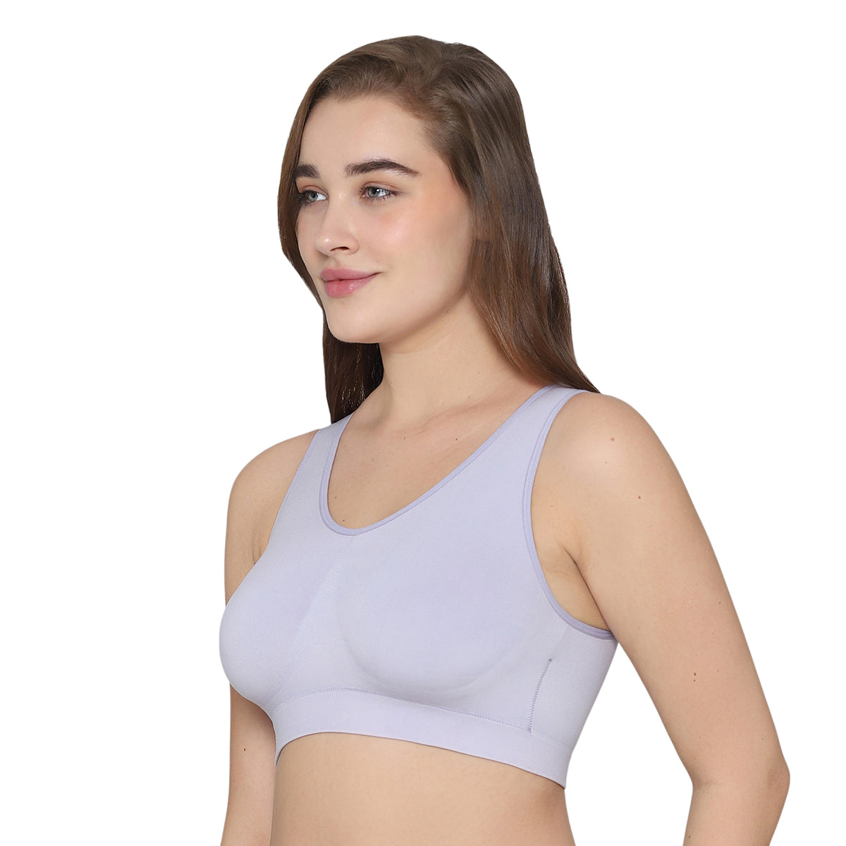 BASICS Firm Fit Padded Non-wired Full Cup Everyday Wear Seamless Slip-on Bralette-Lavender