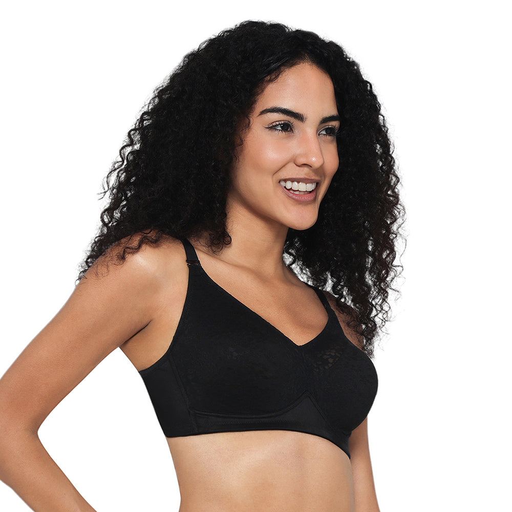 Curvy Confidence Non-Padded Non-Wired Full Cup Plus Size Minimizer Bra - Black